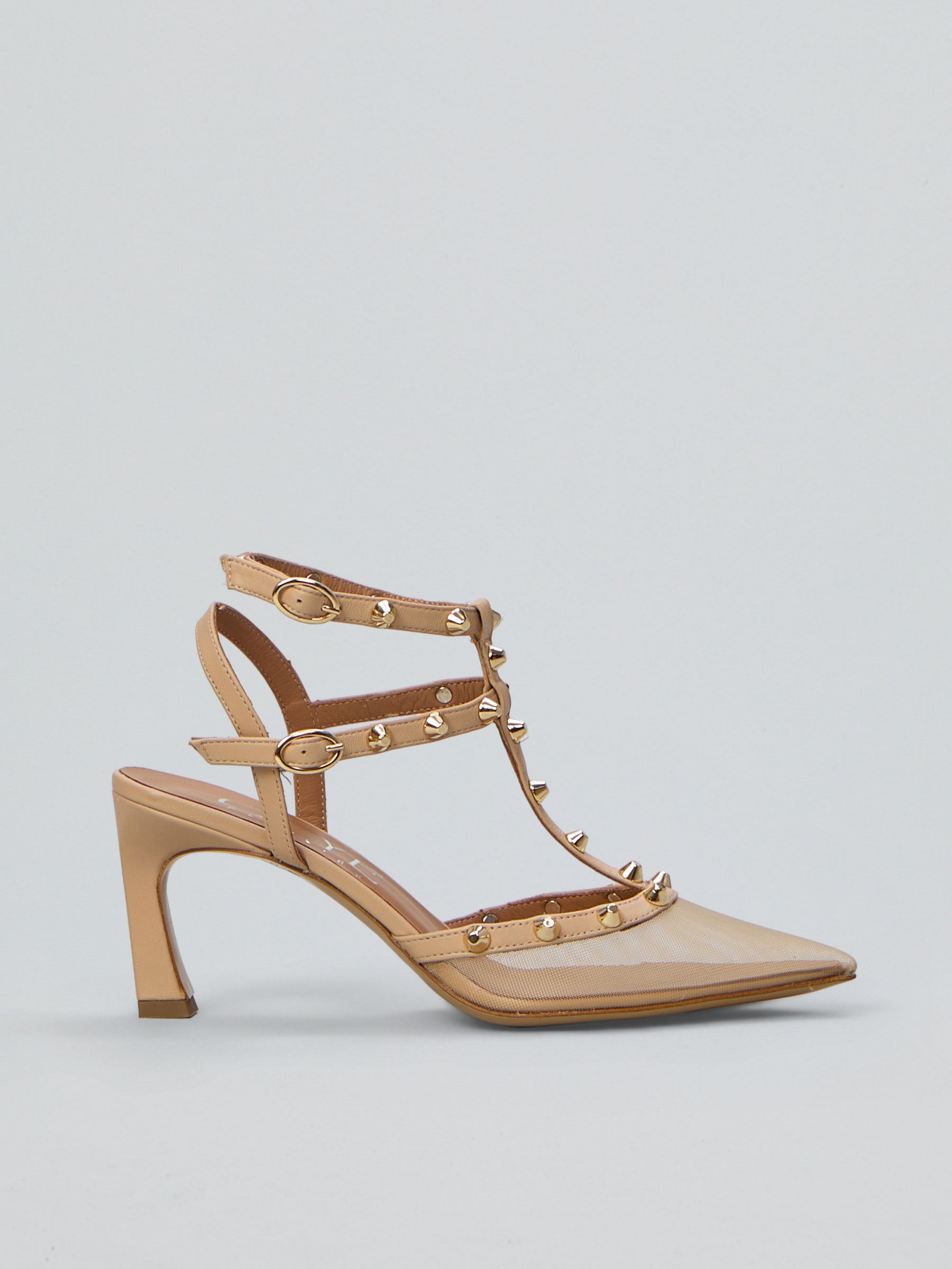 Mesh t-strap slingback