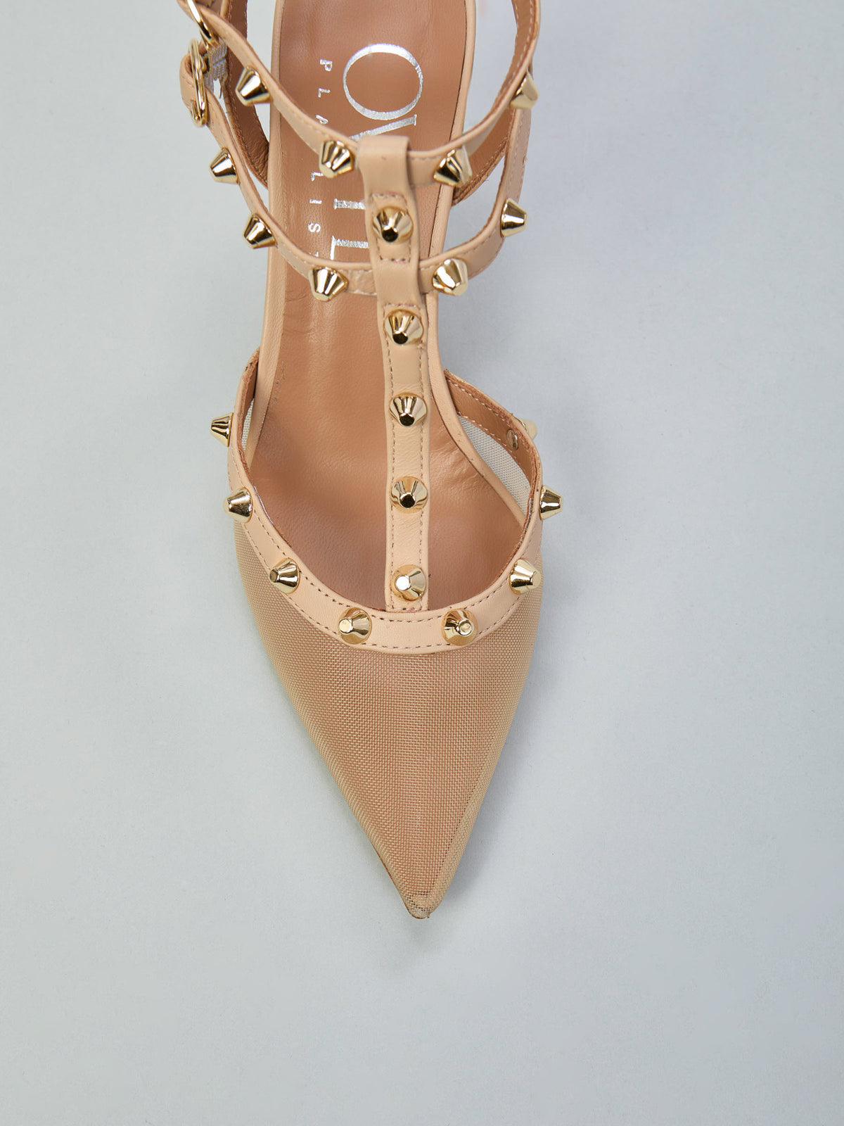 Mesh t-strap slingback