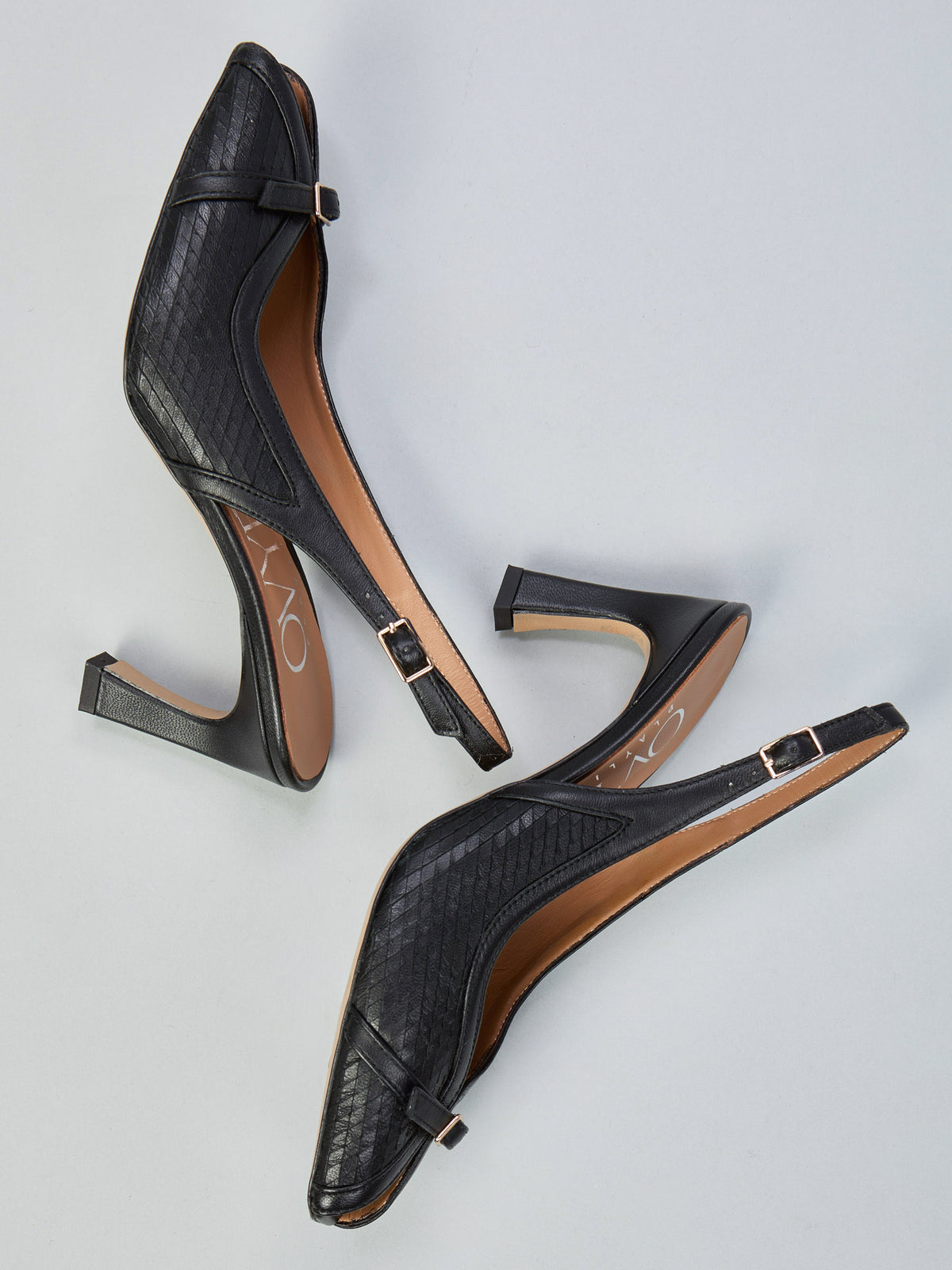 Peep-toe leather slingbacks