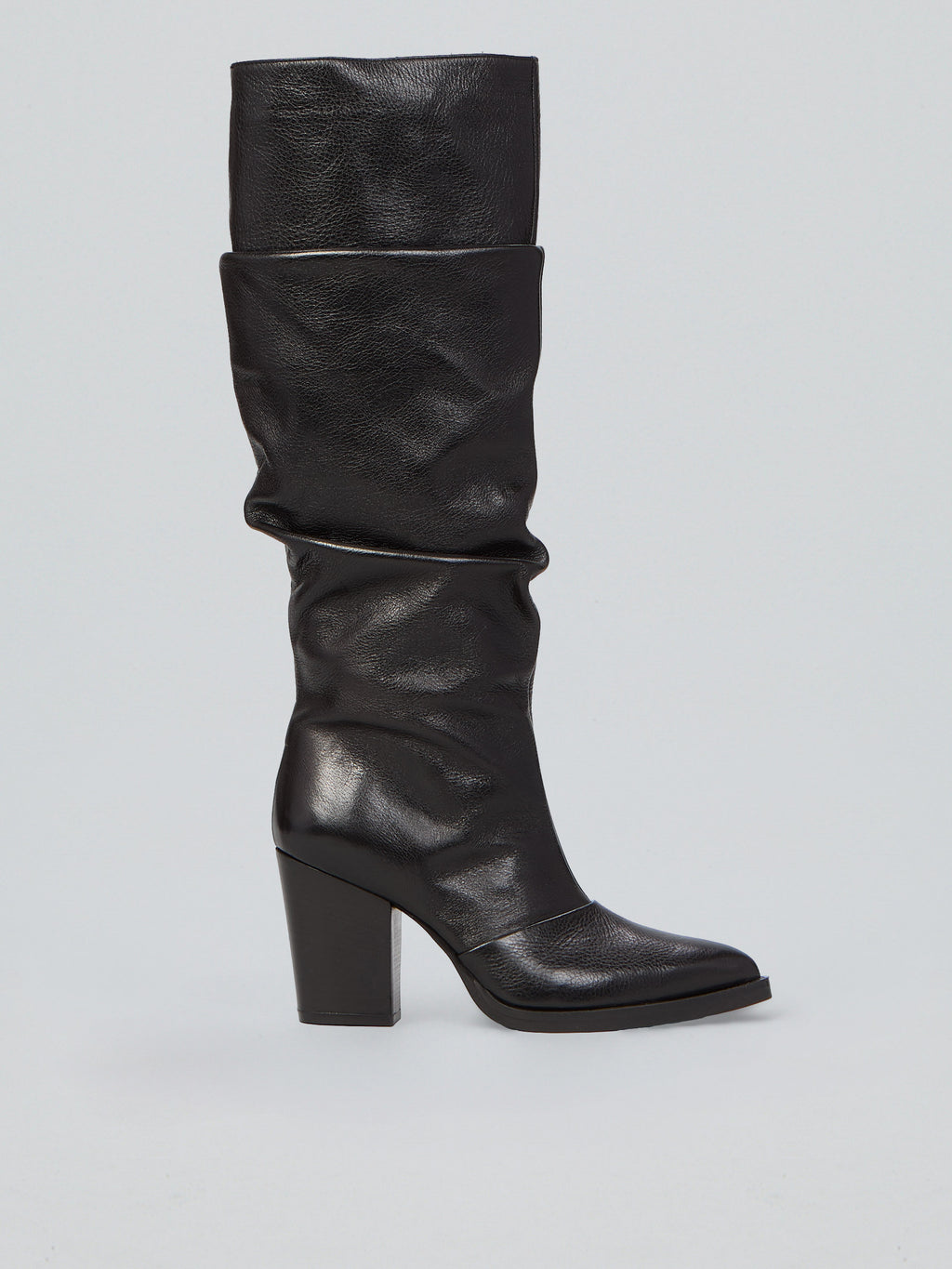 Ruched leather boots