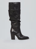 Ruched leather boots