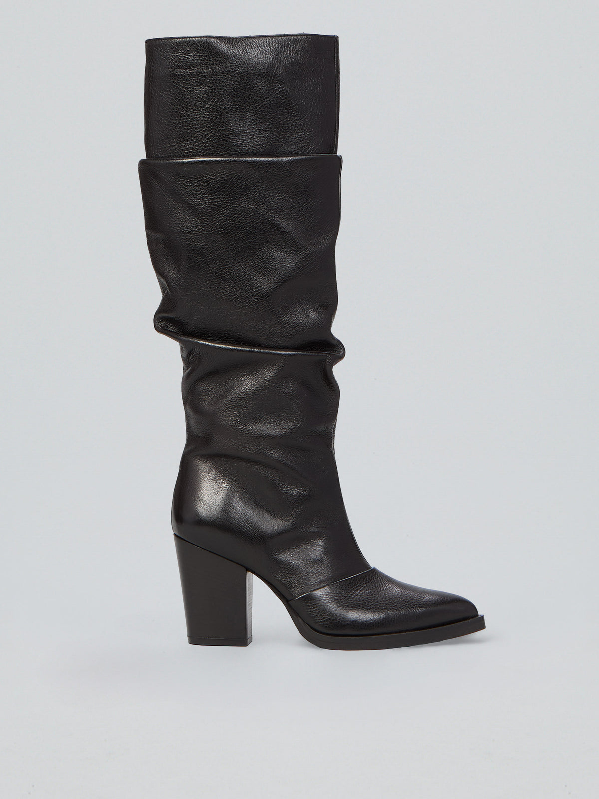 Ruched leather boots