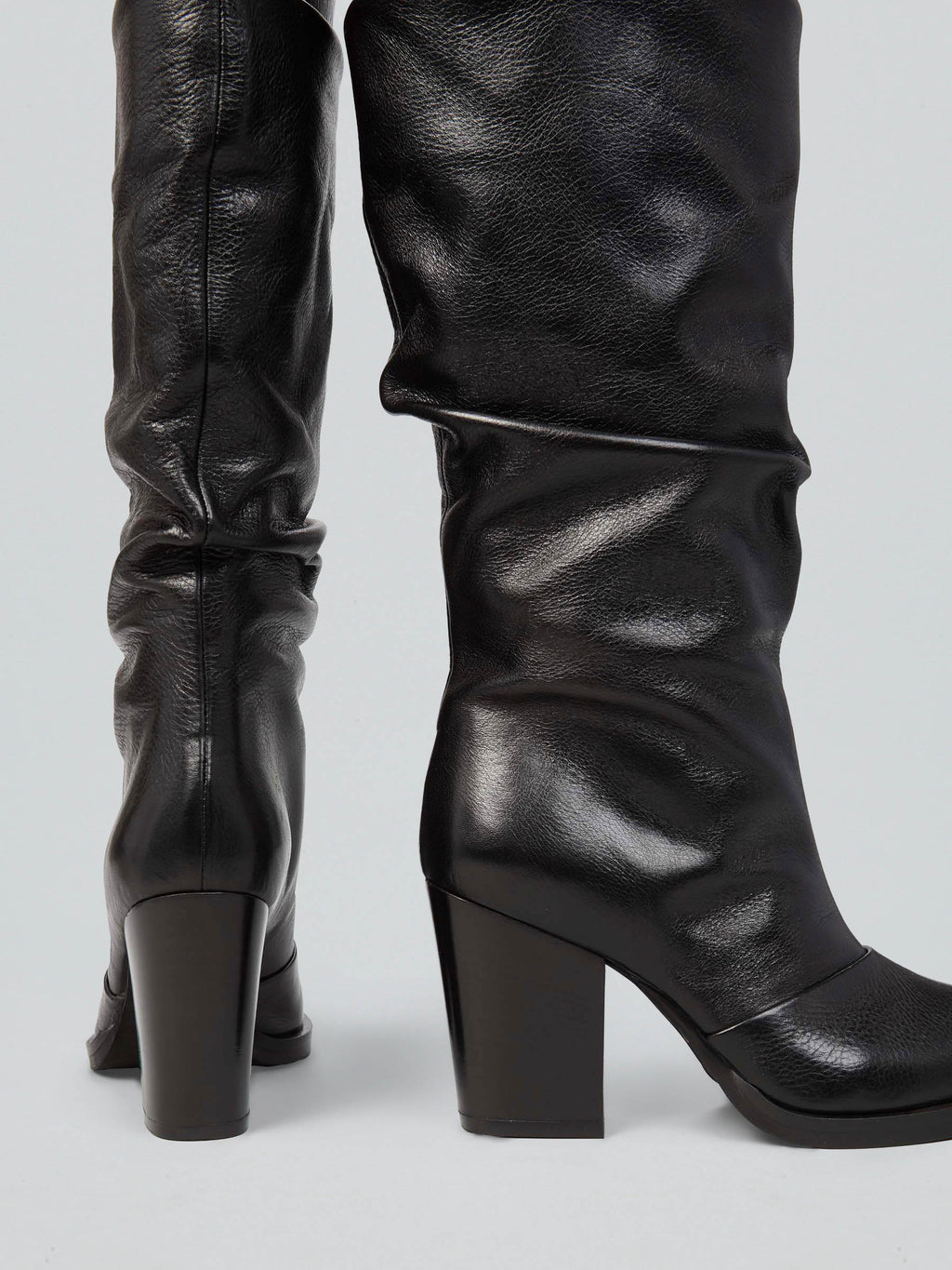 Ruched leather boots