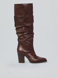 Ruched leather boots