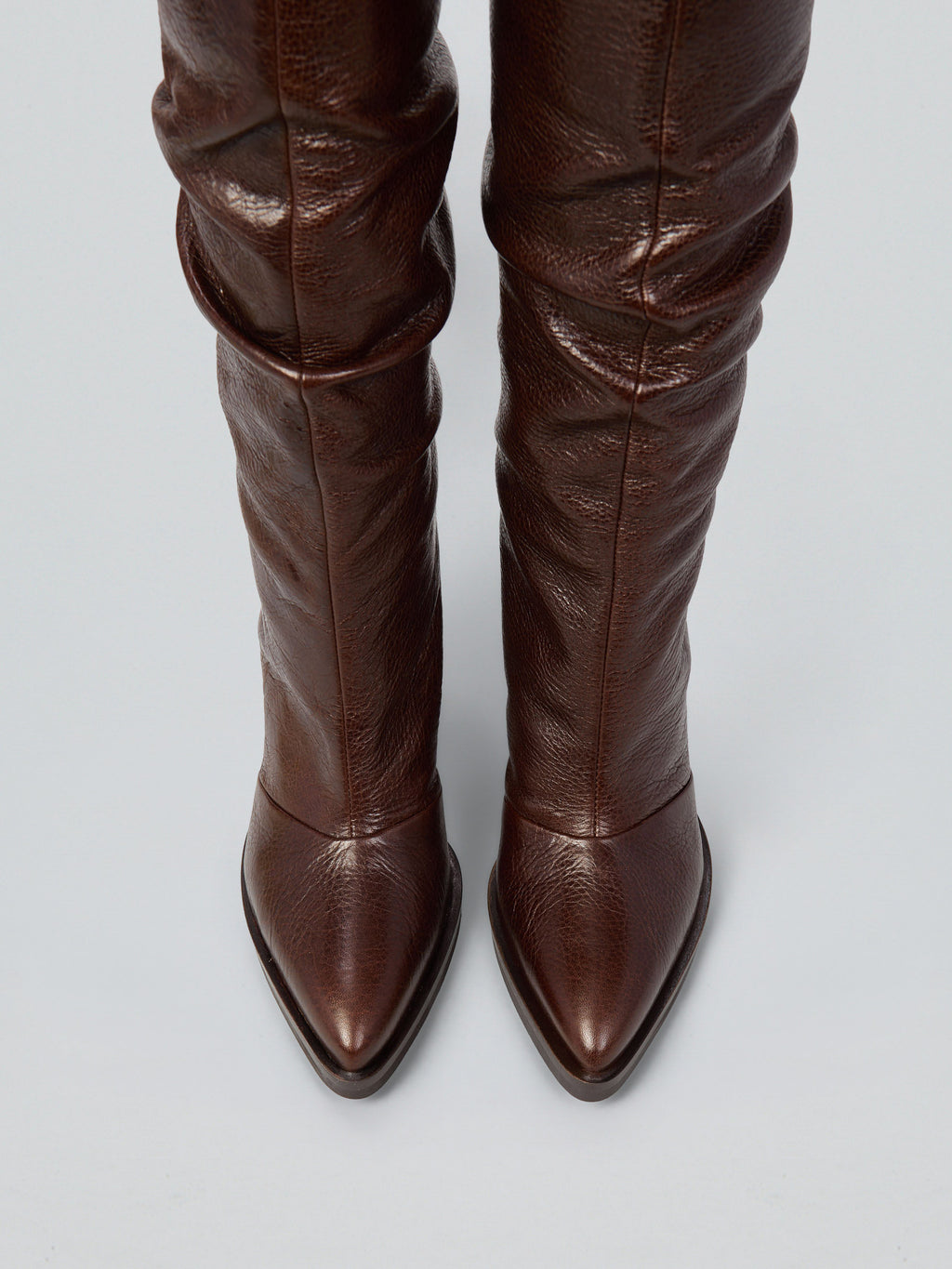 Ruched leather boots