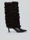Leather boots with faux fur