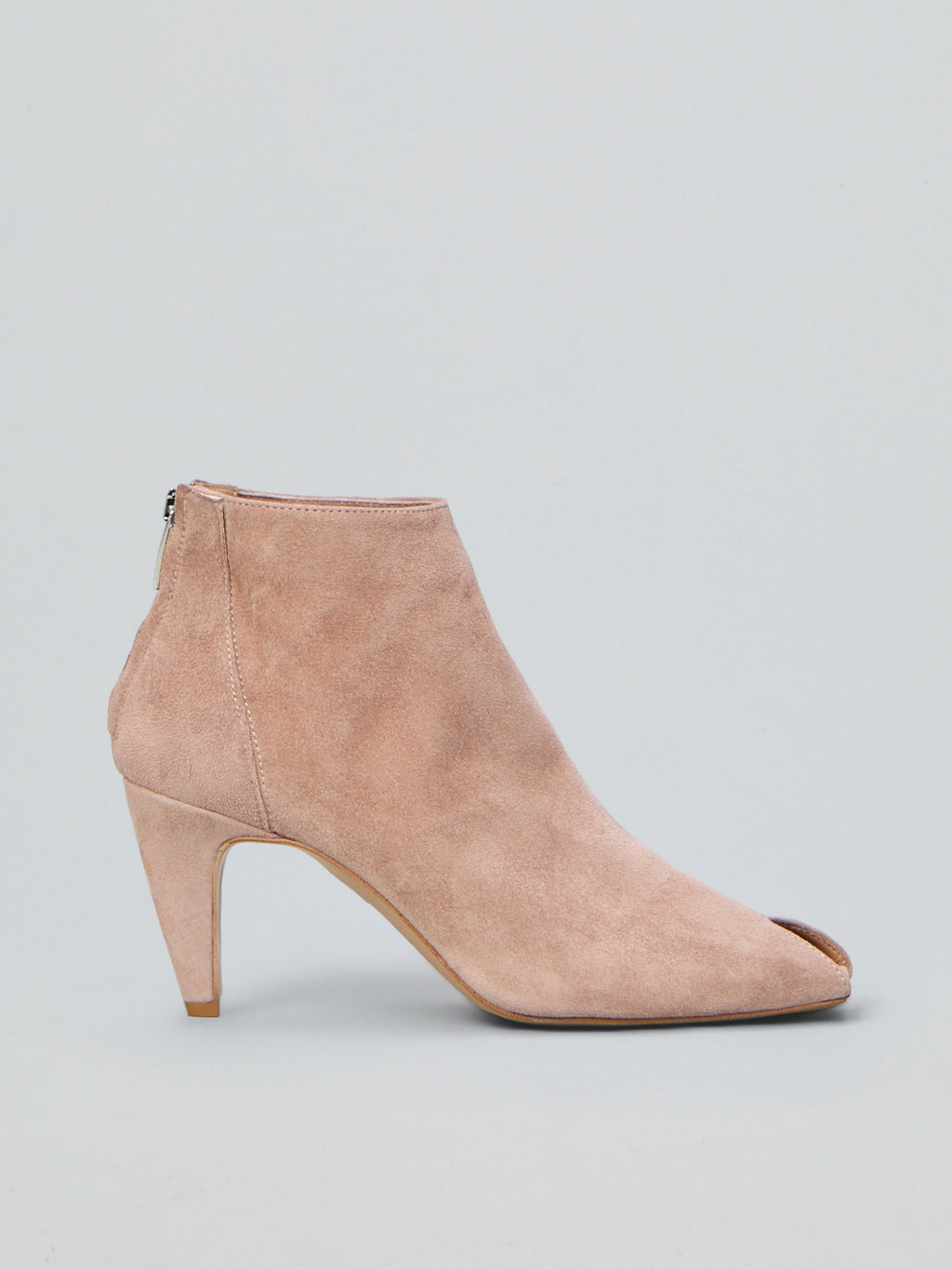 Peep-toe suede ankle boots