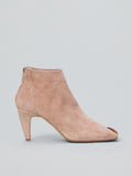 Peep-toe suede ankle boots