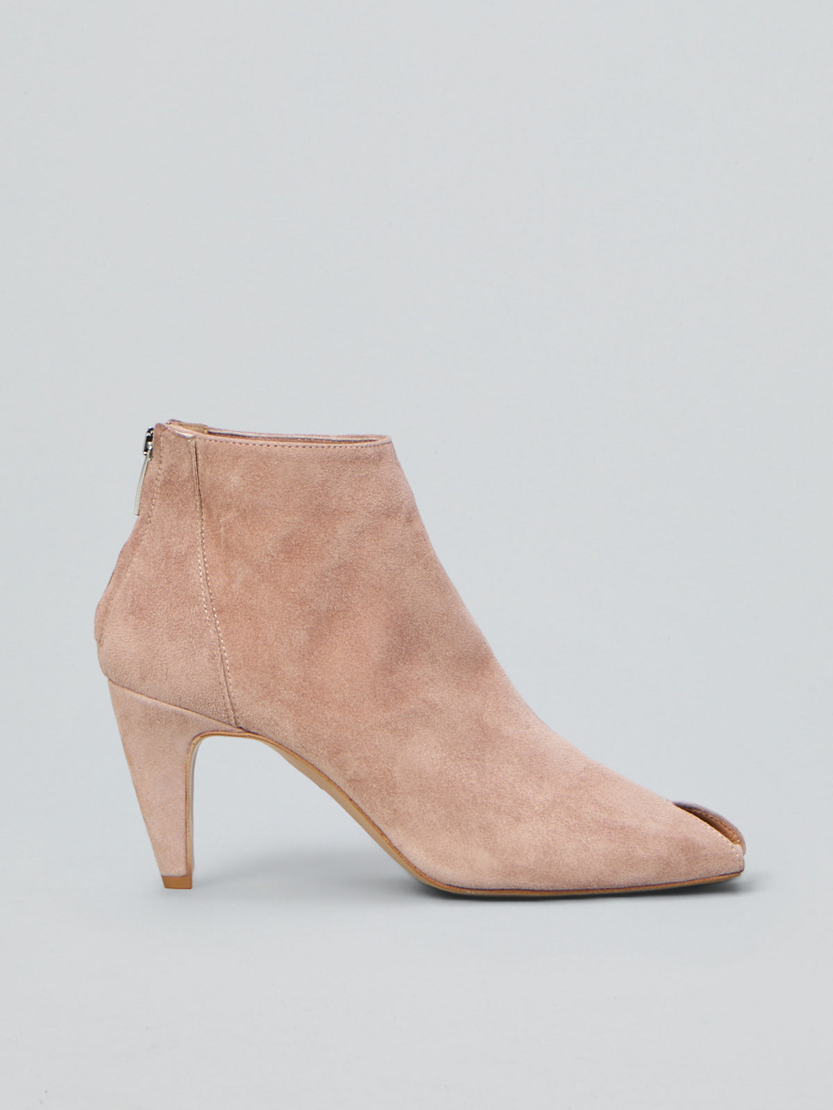 Peep-toe suede ankle boots