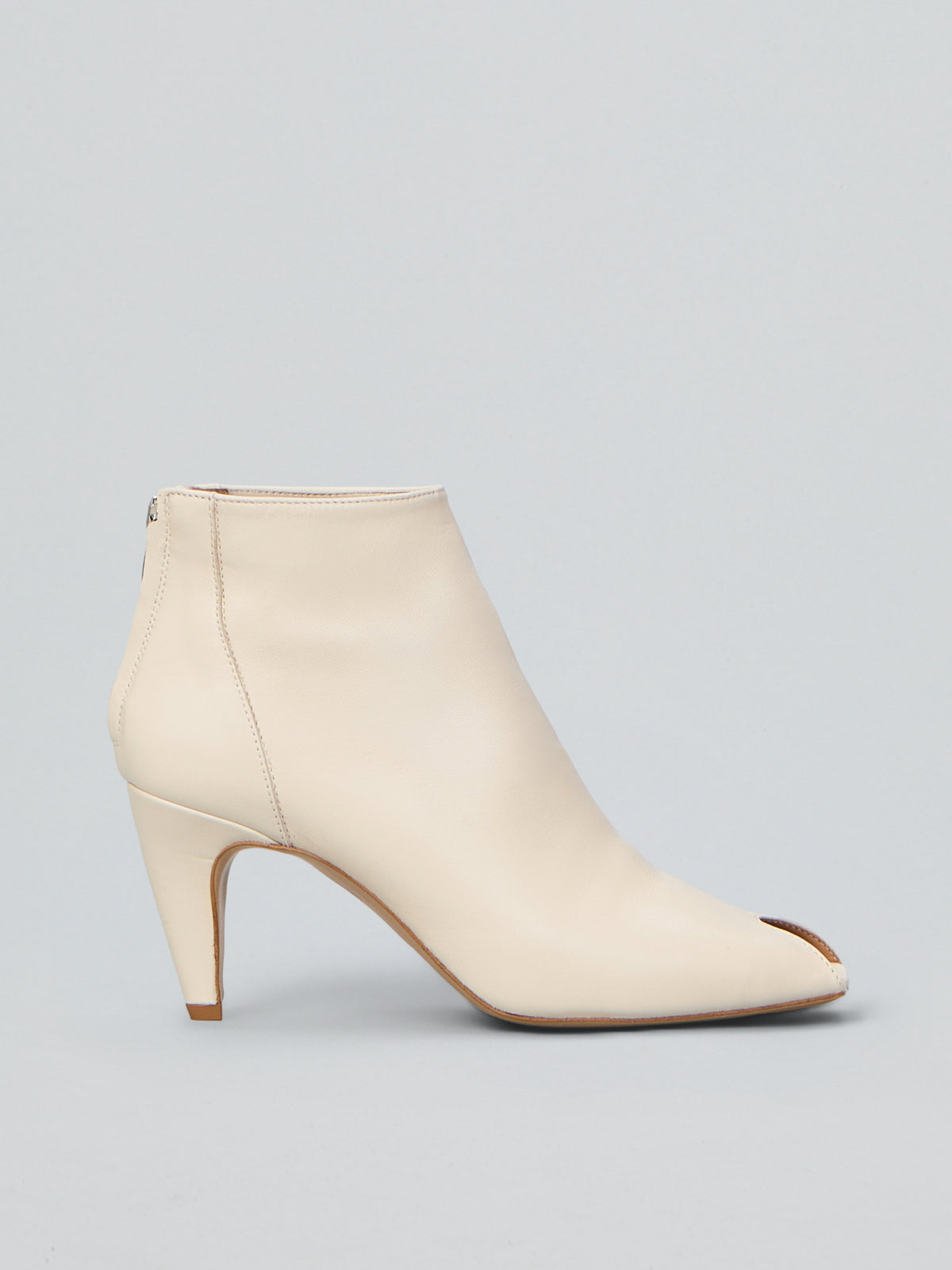Open-toe leather ankle boots