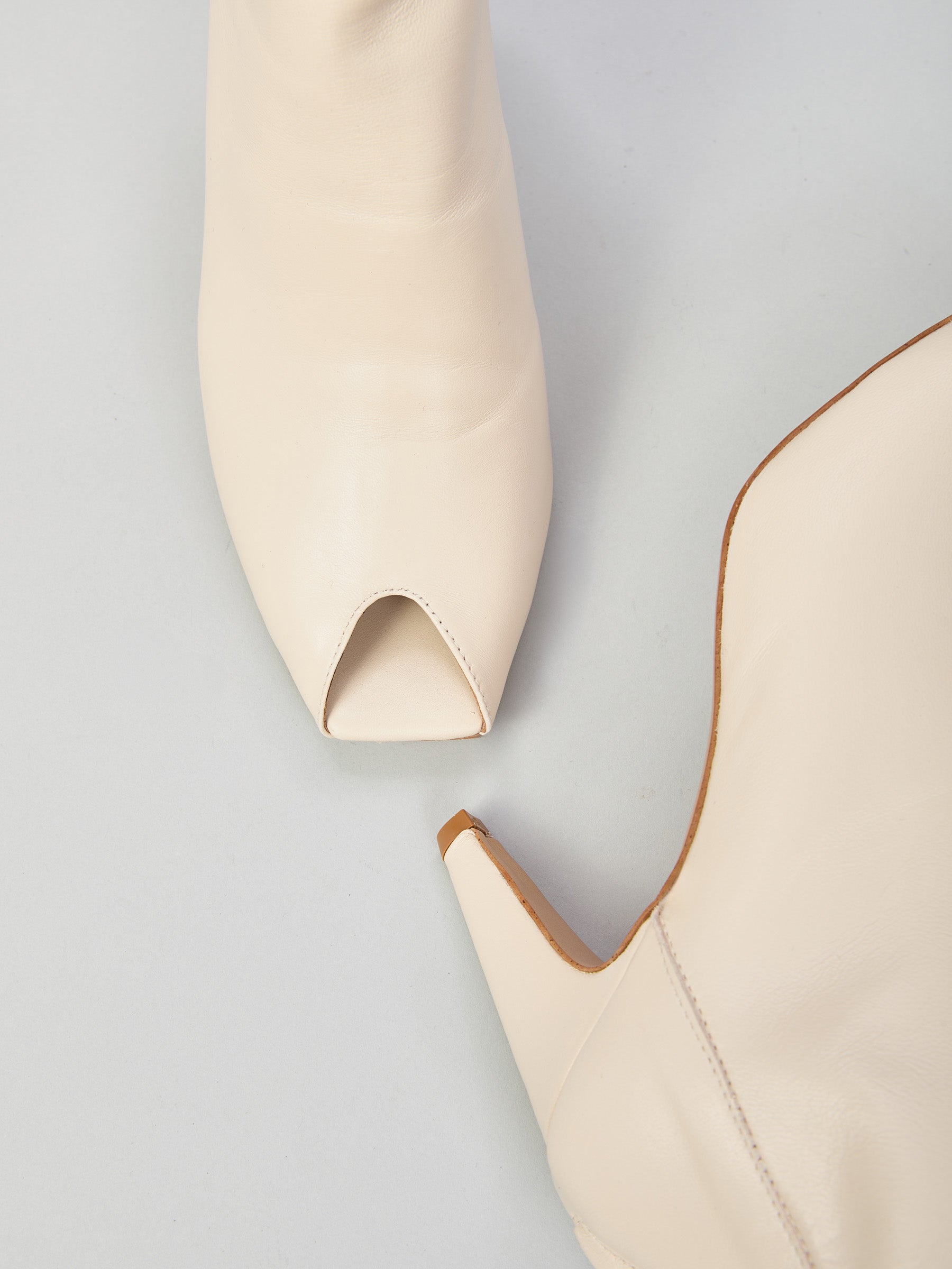 Open-toe leather ankle boots