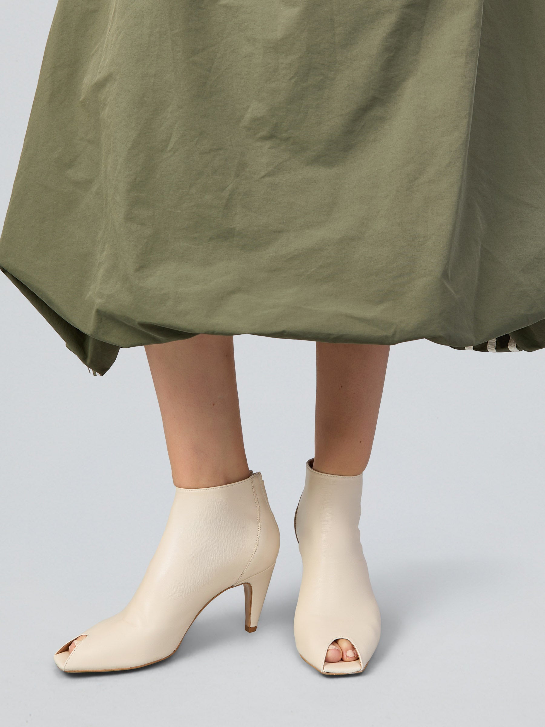 Open-toe leather ankle boots