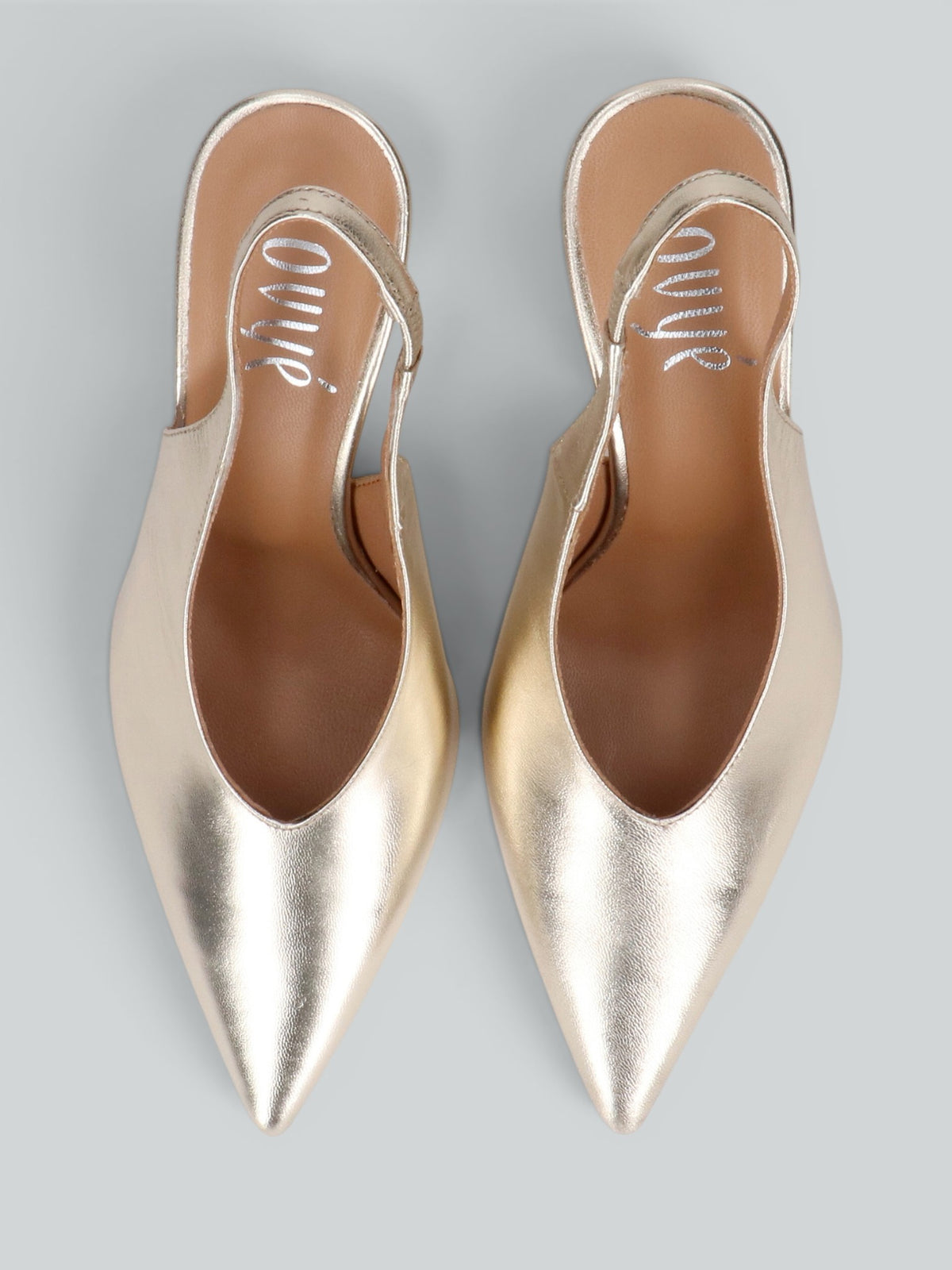 Laminated leather slingback