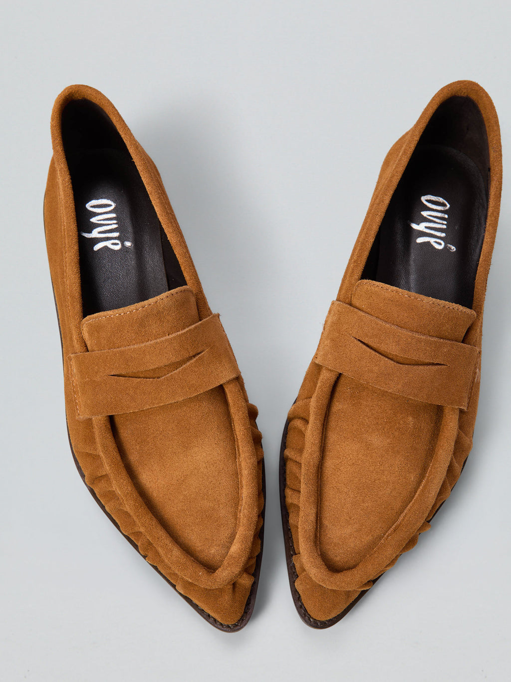 Pointed suede loafers