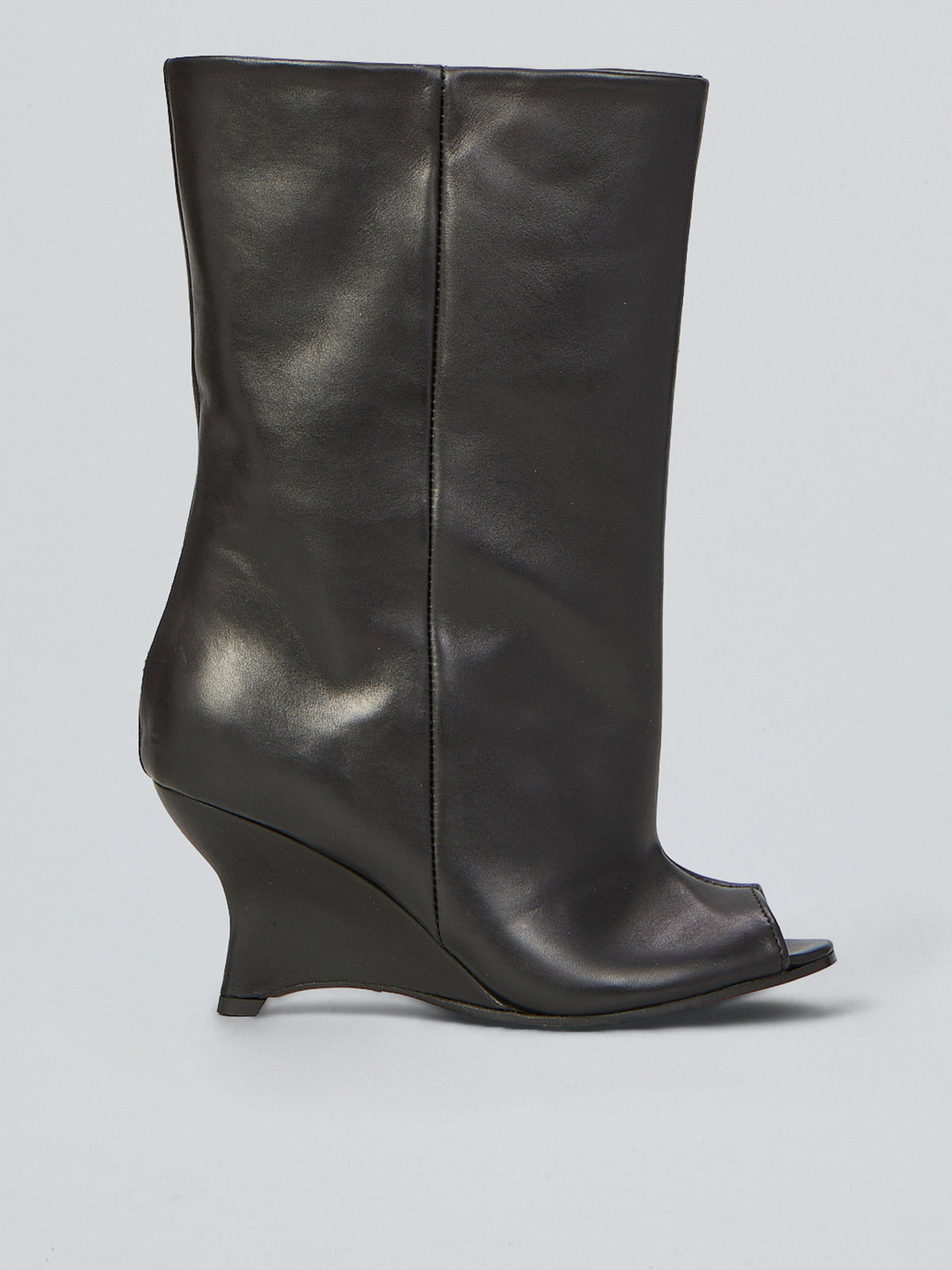 Open-toe leather ankle boot