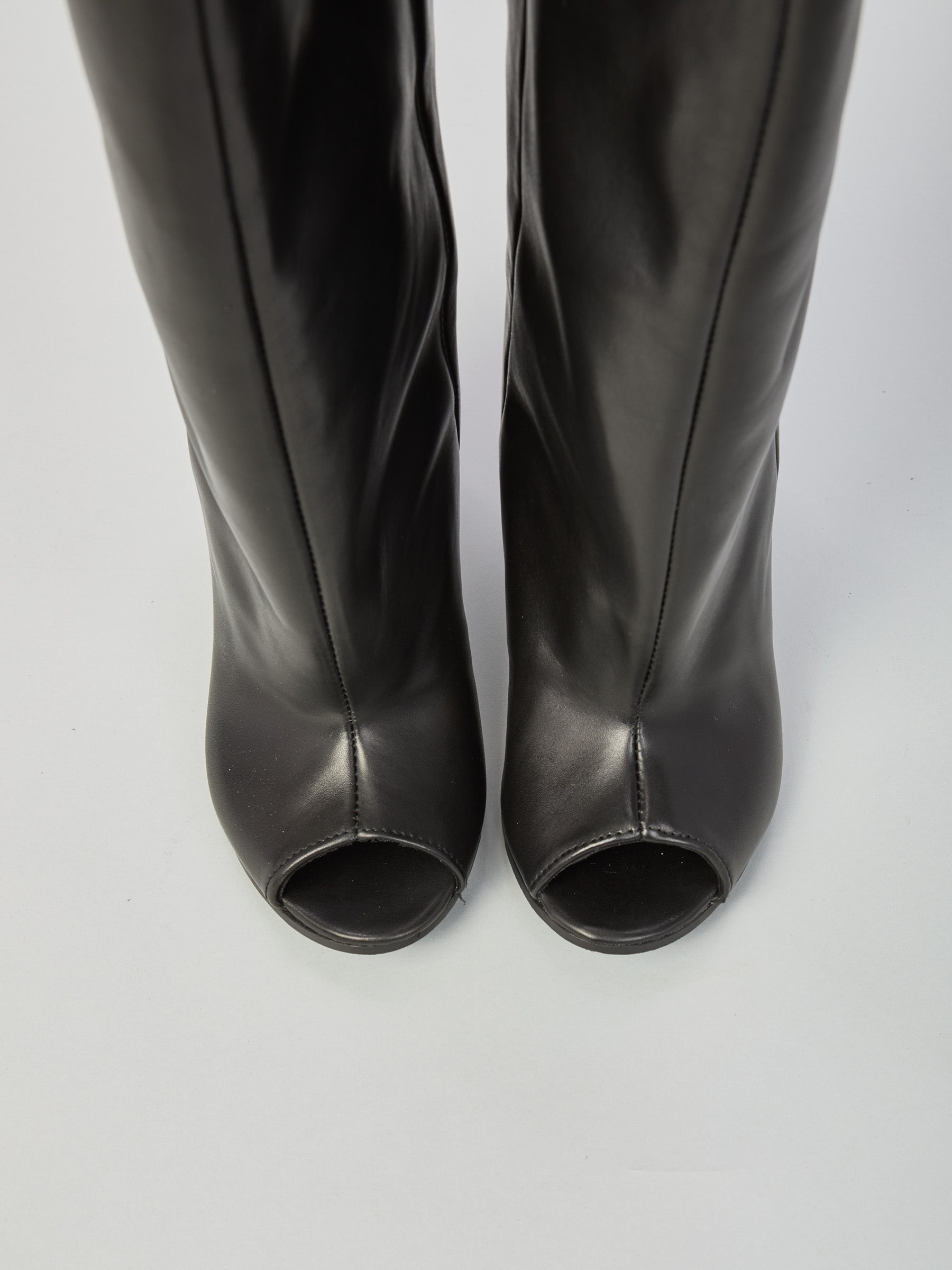 Open-toe leather ankle boot