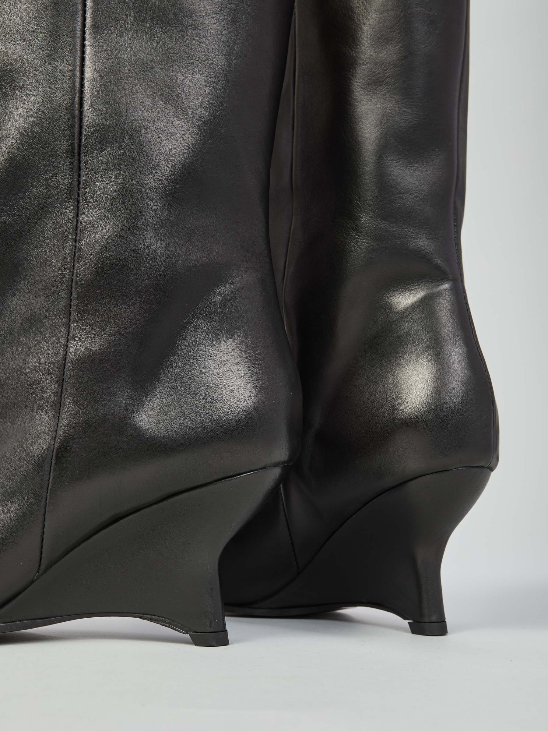 Open-toe leather ankle boot