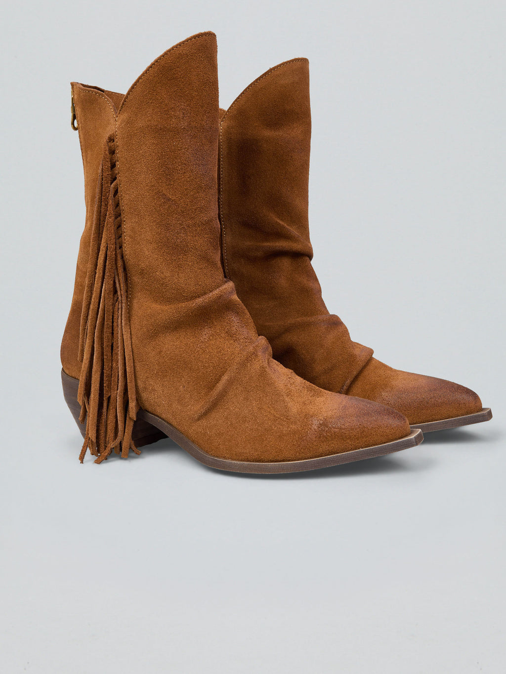 Wildlederstiefel mit Fransen