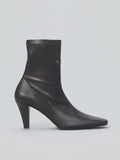 Stretch leather ankle boots