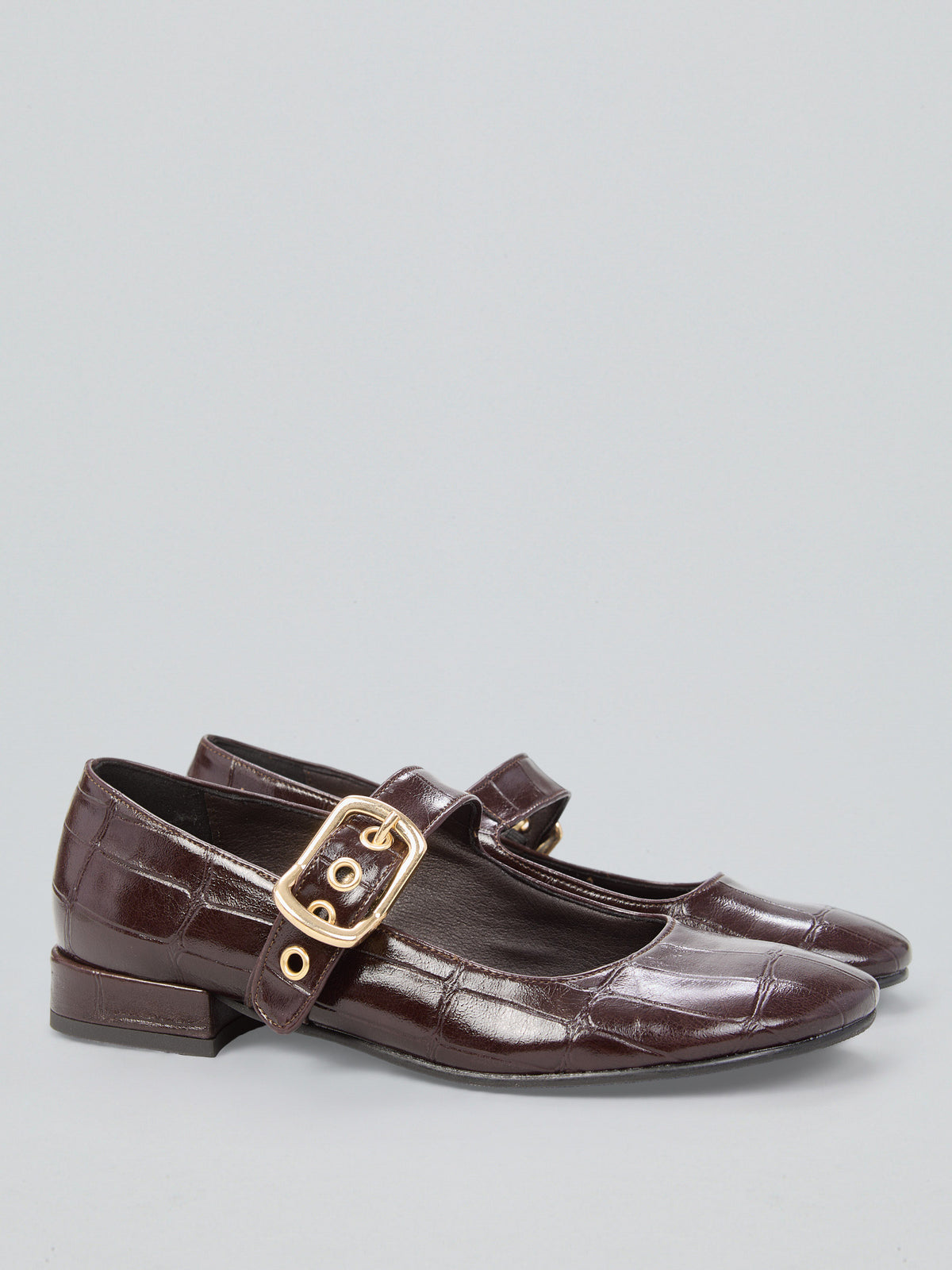 Crocodile print Mary Janes
