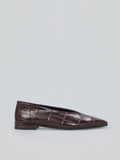 Croc-effect ballet flats