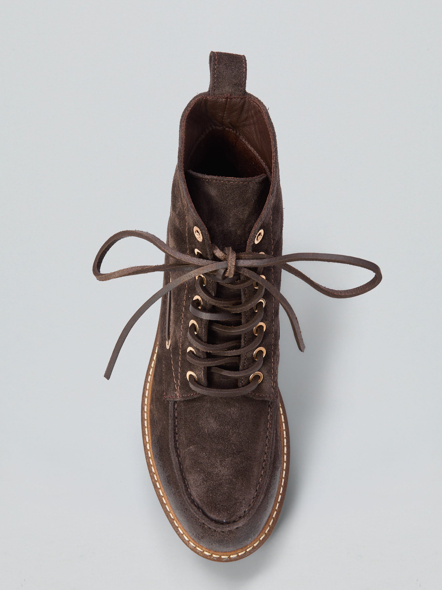 Laced suede ankle boot