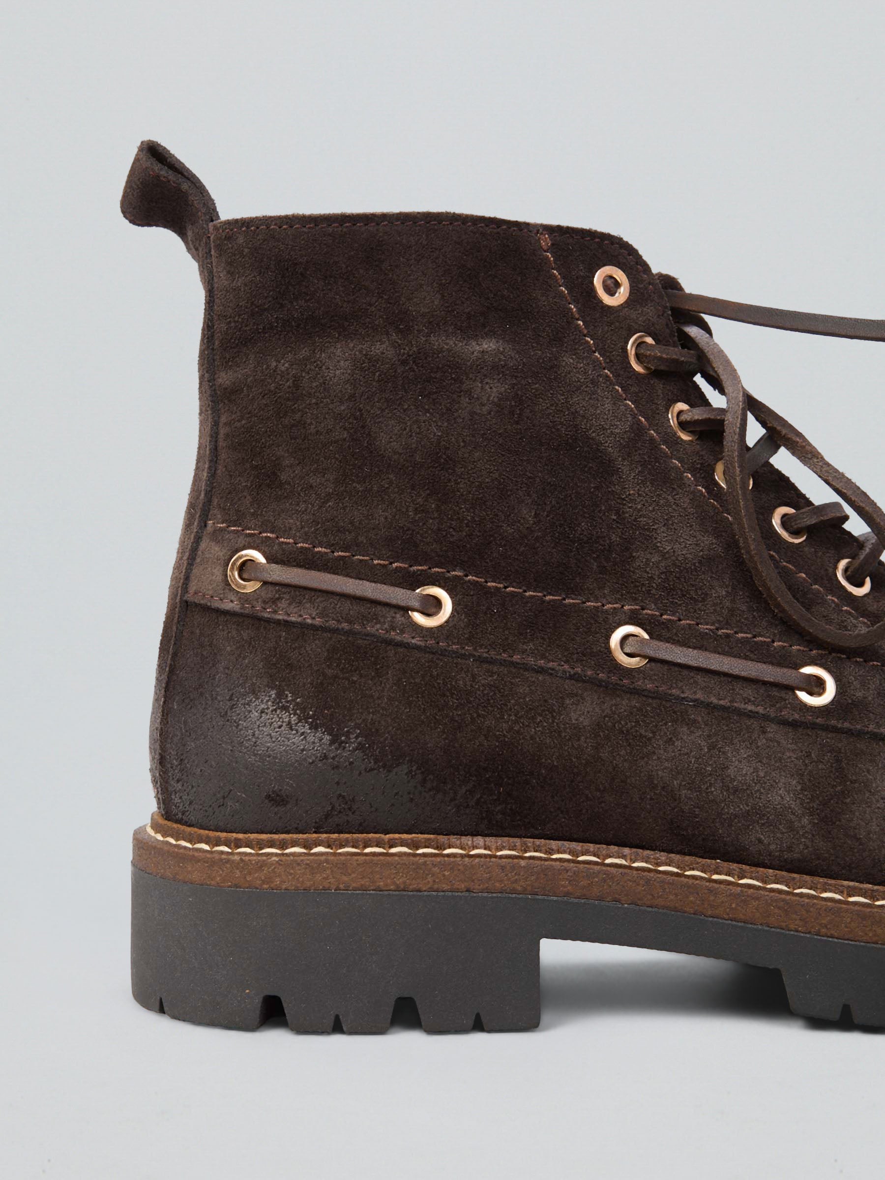Laced suede ankle boot