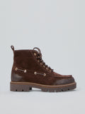 Lace-up suede ankle boot