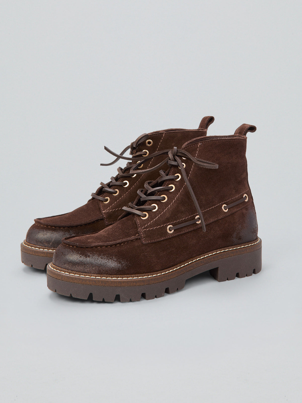 Lace-up suede ankle boot