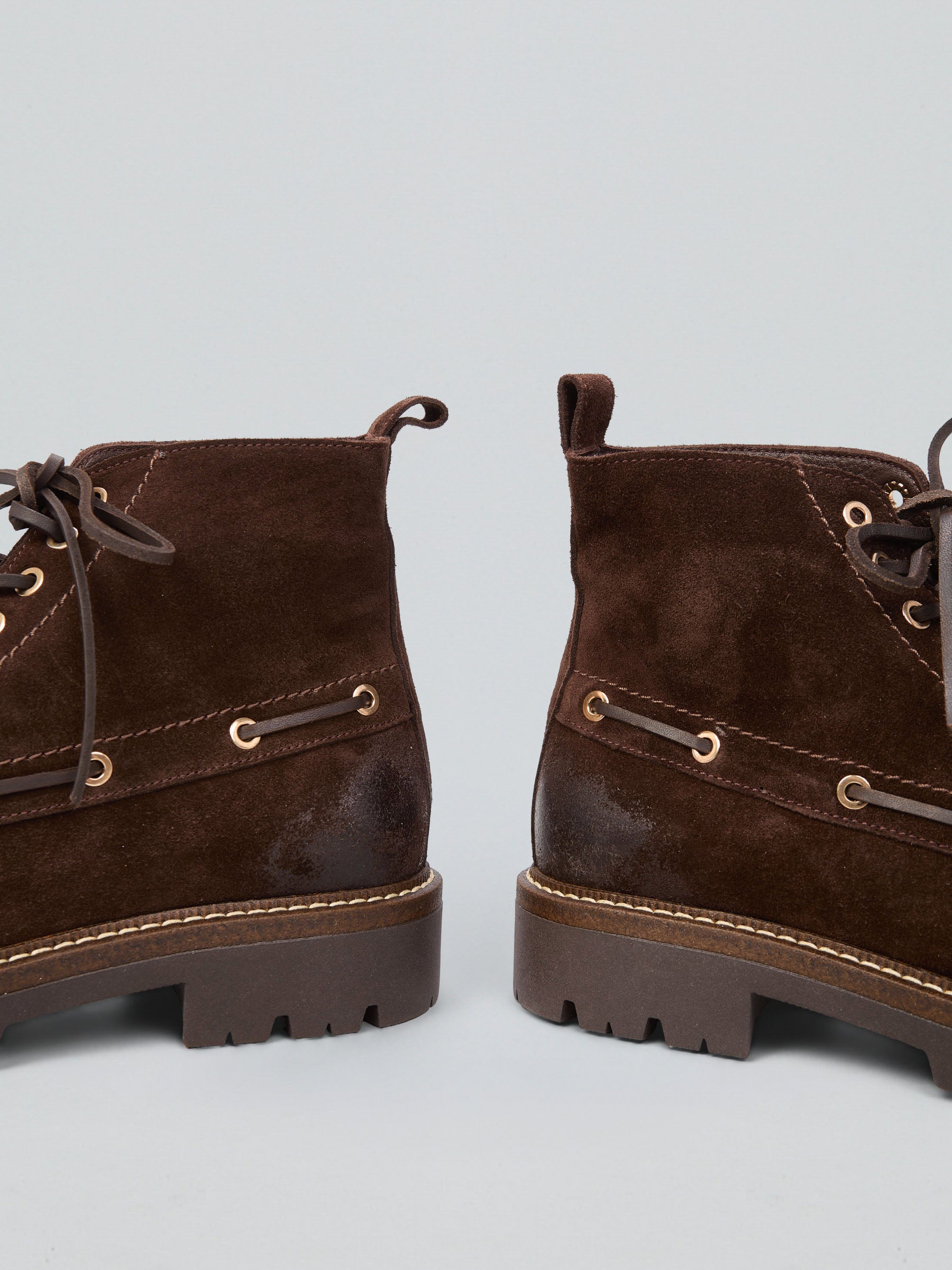 Lace-up suede ankle boot