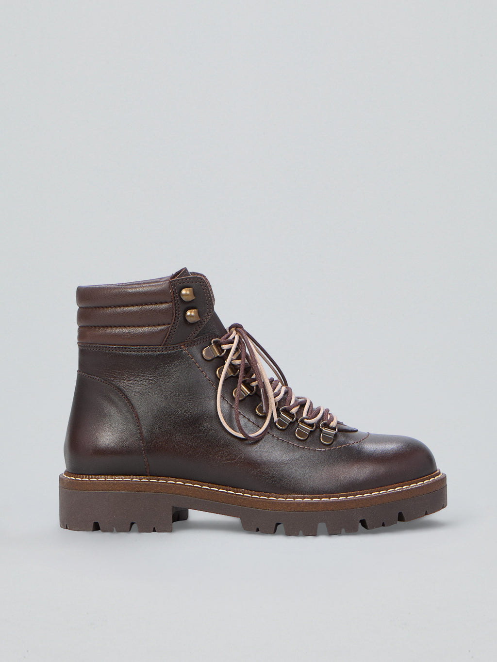 Lace-up leather ankle boot