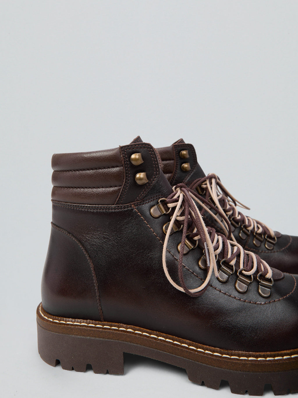 Lace-up leather ankle boot