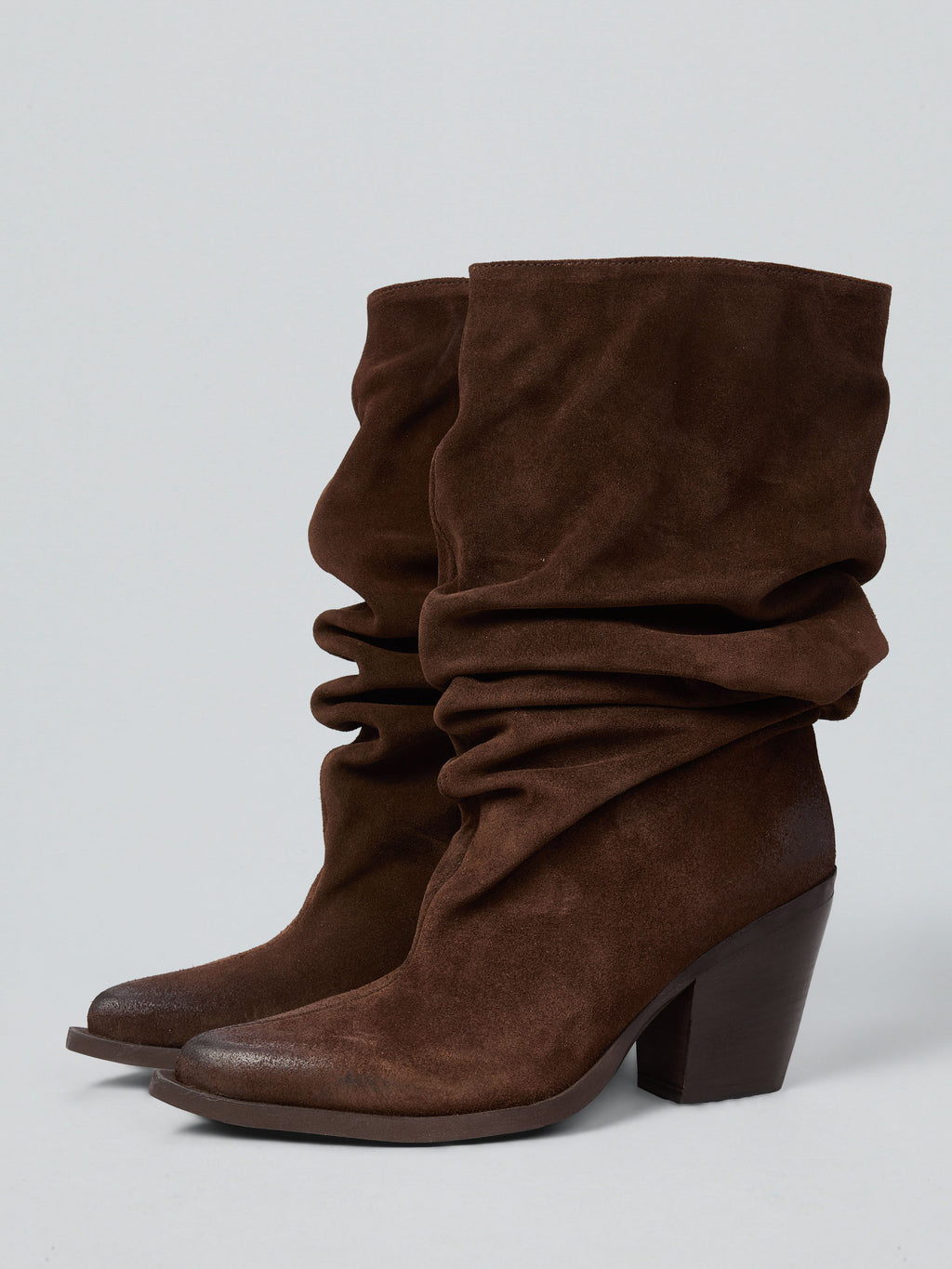 Gekräuselte Wildleder-Cowboystiefel