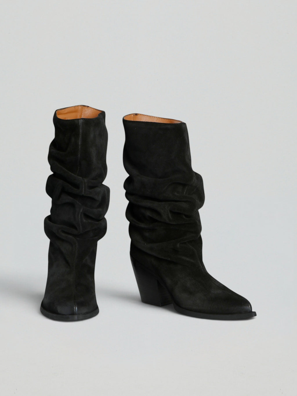 Geraffte Wildleder-Cowboystiefel