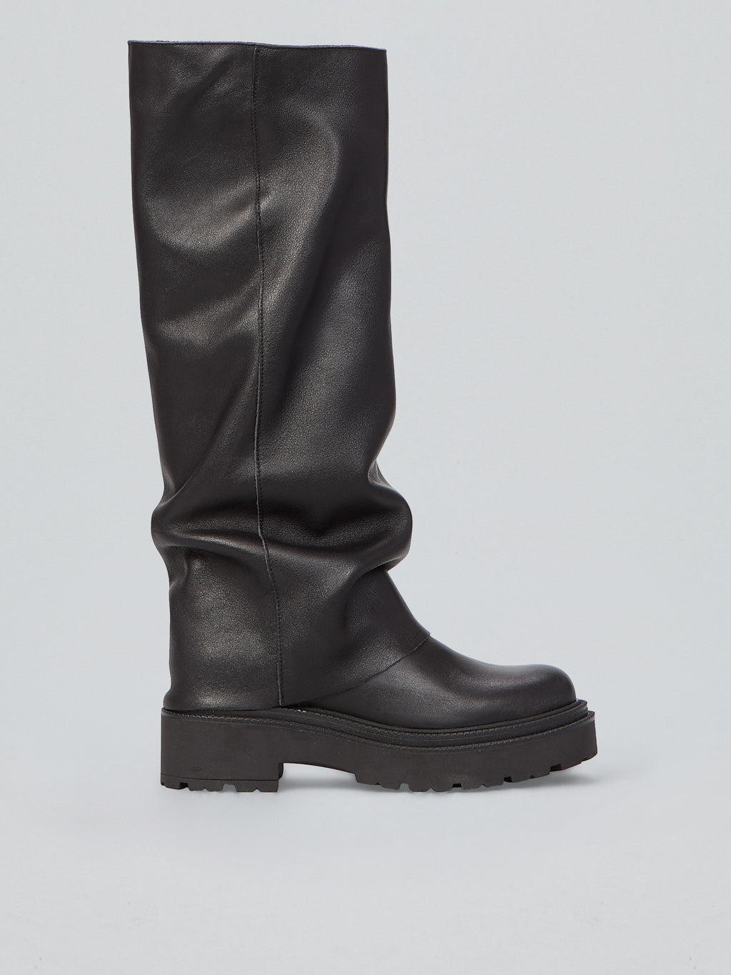 Stiefel aus gerafftem Leder