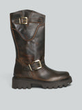 Bottine motarde en cuir