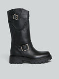 Bottine motarde en cuir