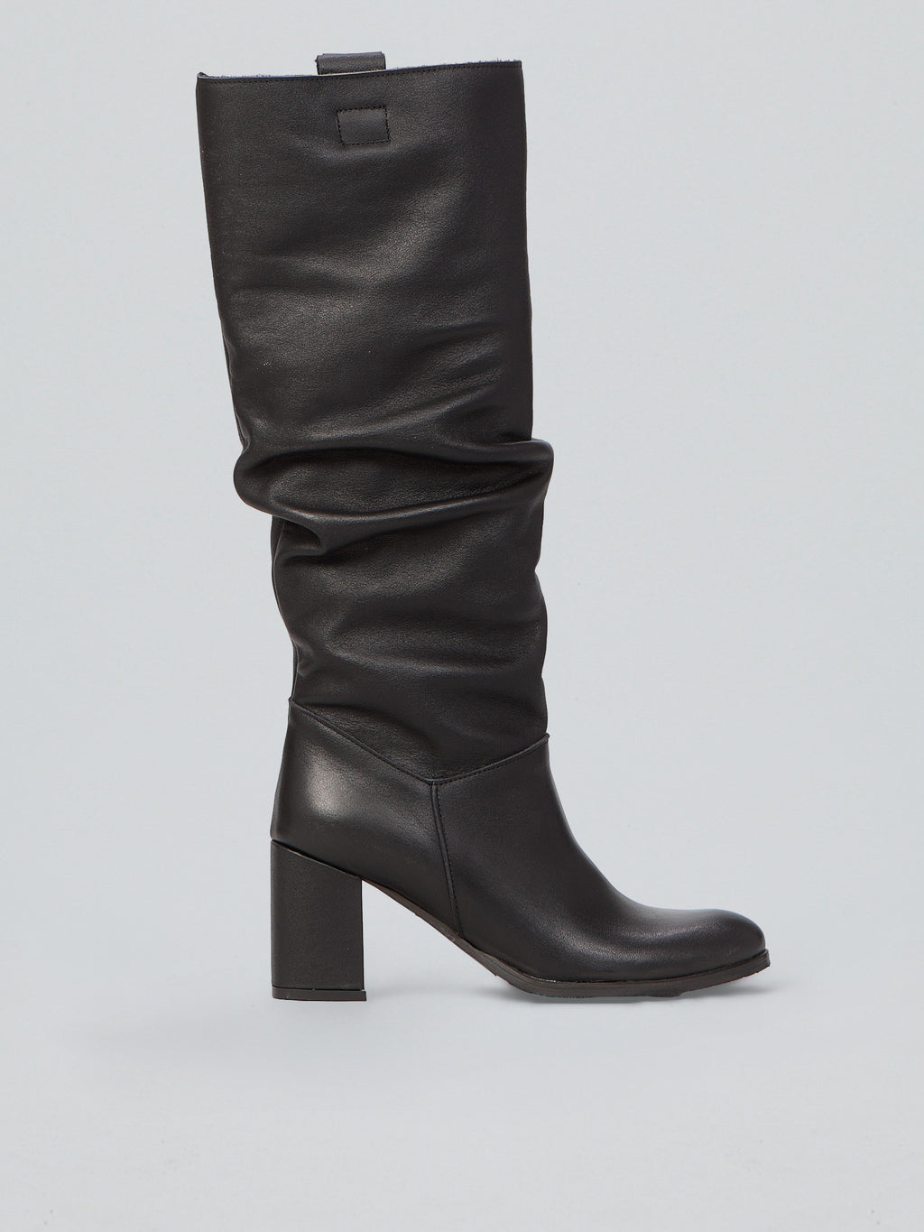 Ruched leather boots