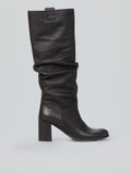 Ruched leather boots