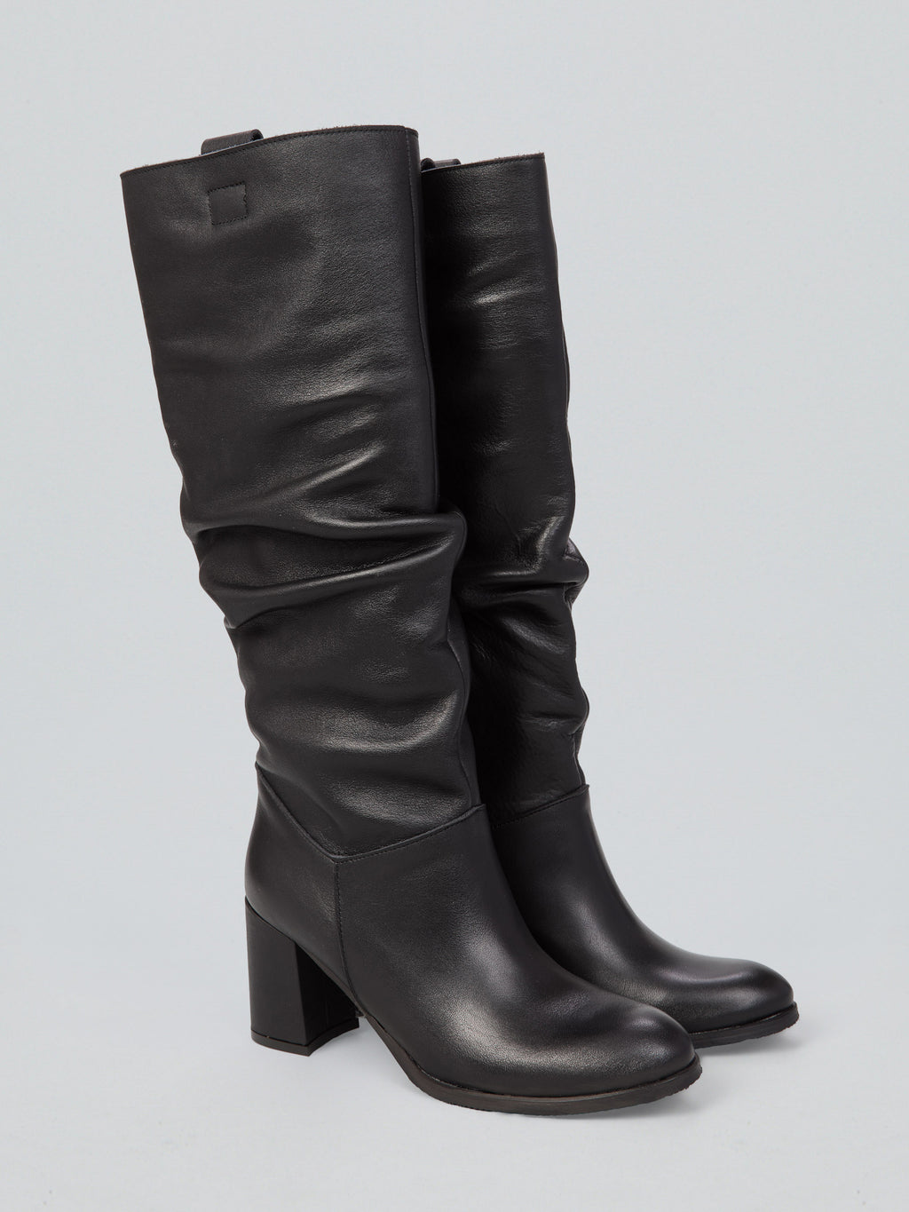 Ruched leather boots