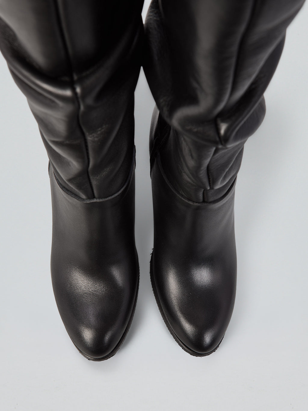 Ruched leather boots