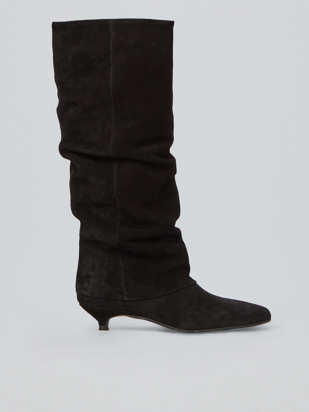 Ruched suede boots