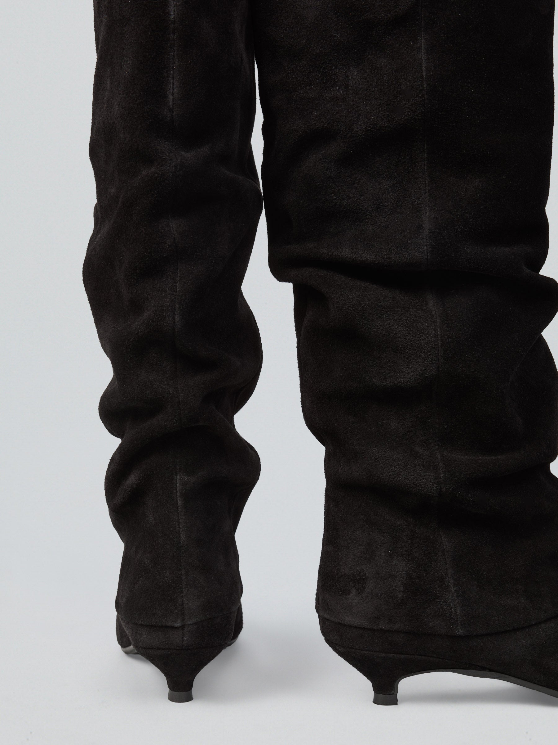 Ruched suede boots