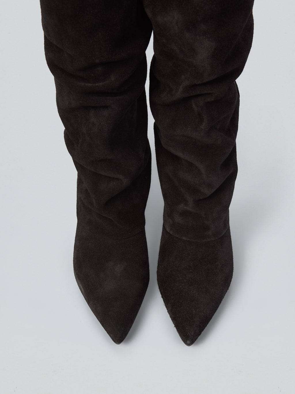 Ruched suede boots