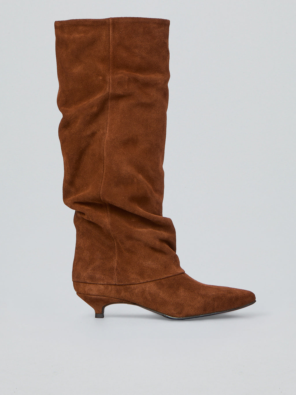 Ruched suede boots