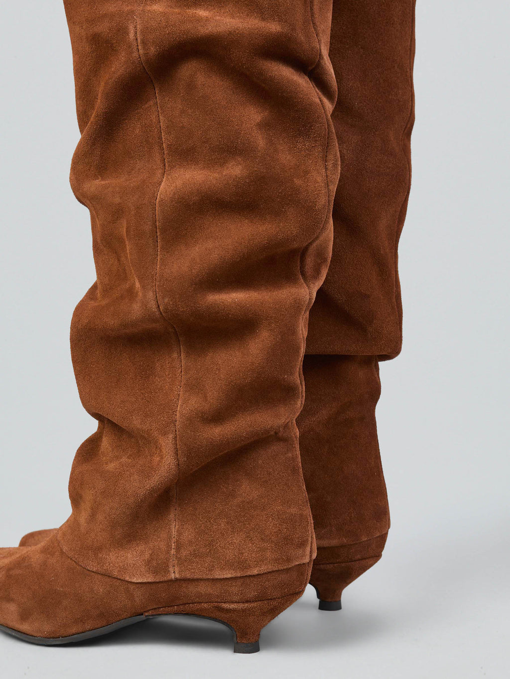 Ruched suede boots