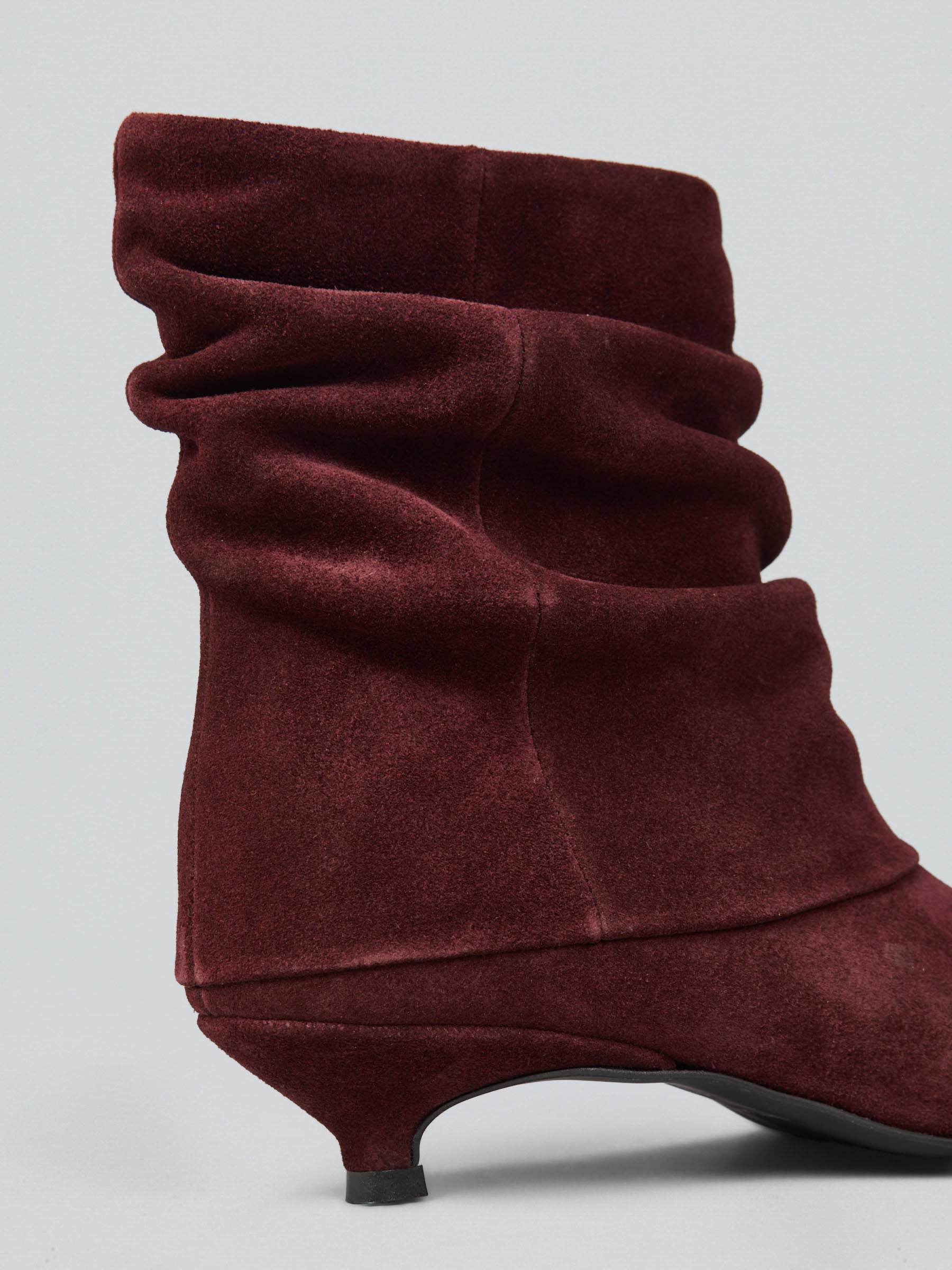 Ruched suede ankle boots