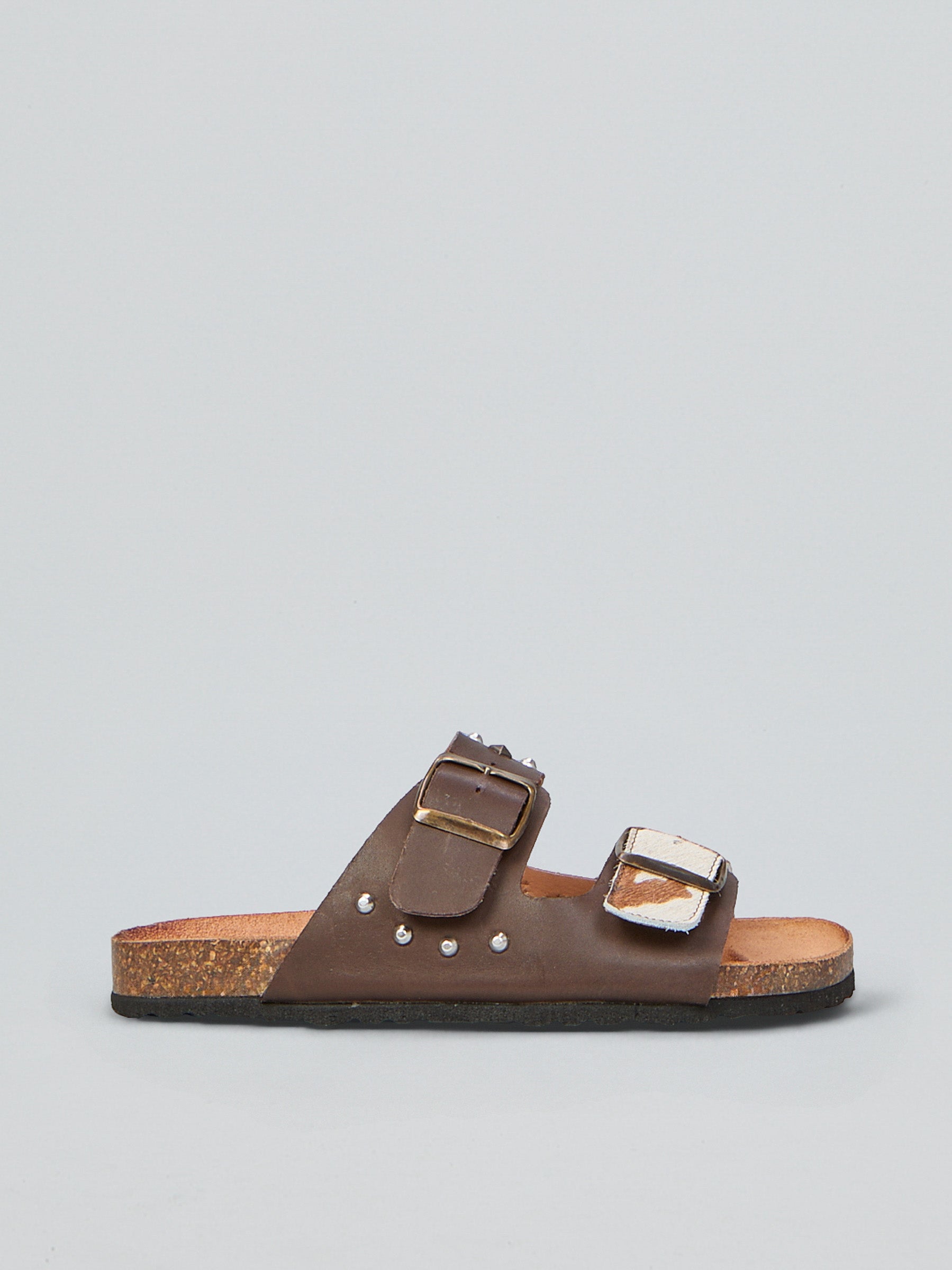 Sandali in pelle e cavallino
