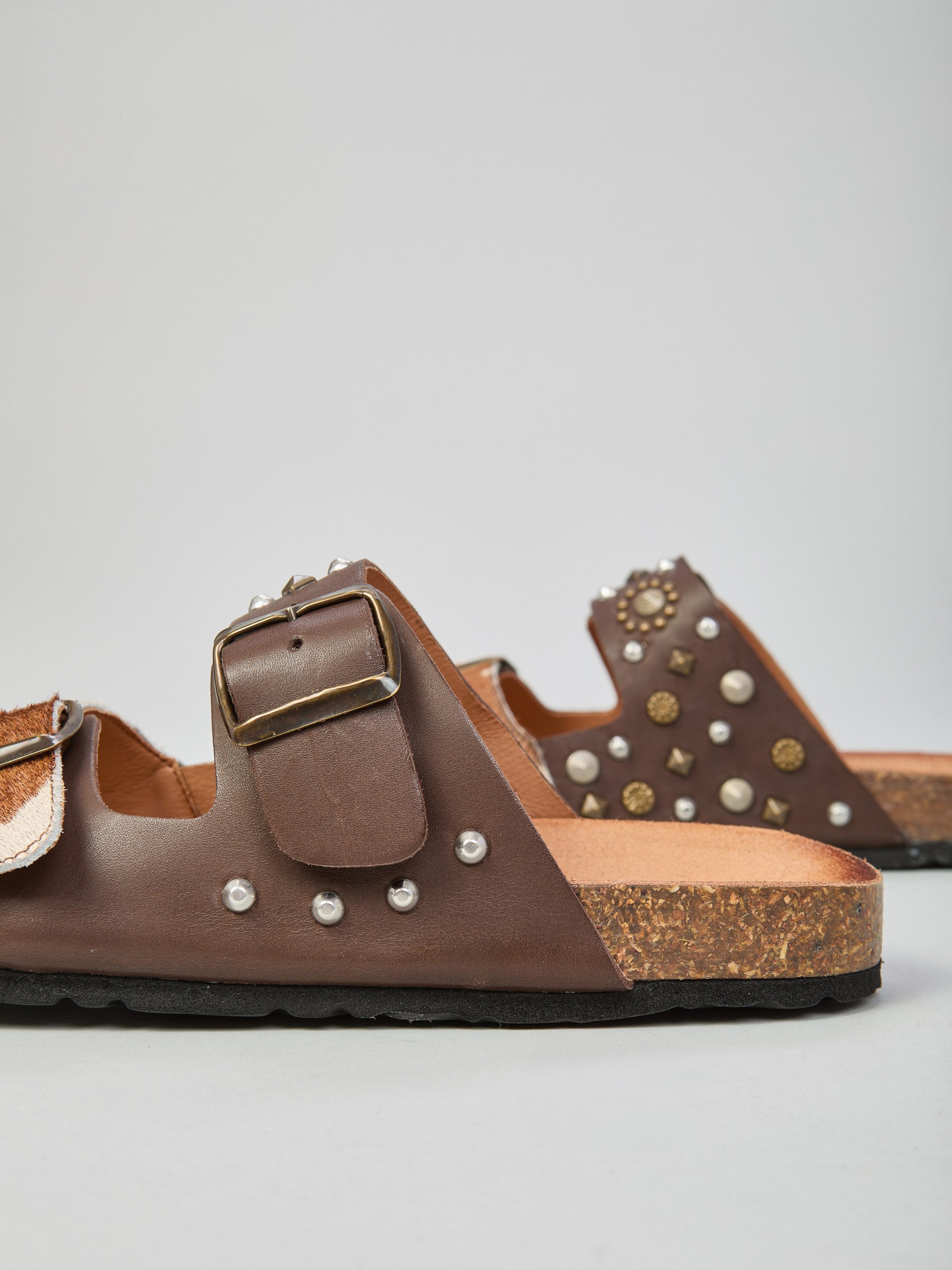 Sandali in pelle e cavallino