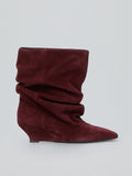Ruched suede ankle boots